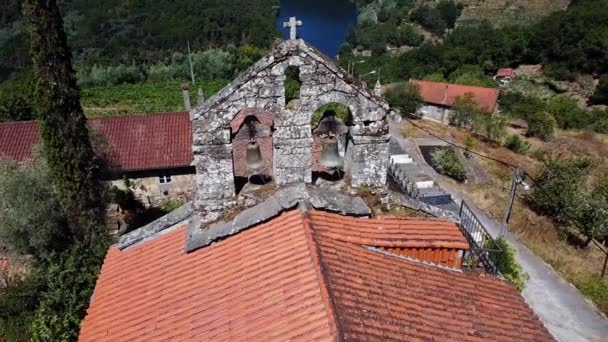 Kirche San Martin Von Cova Drohnenblick Aus Der Luft — Stockvideo