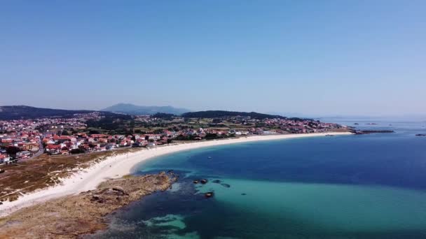 Flygdrönare Över Fiskehamnen Aguino Coruna Galicien Spanien — Stockvideo