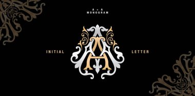 AA monogram klasik tarz, AA ilk minimalist model düğünü, davetiye, harf baskısı, mücevher, butik ve yaratıcı şablonlar için uygulanabilir zarafet.