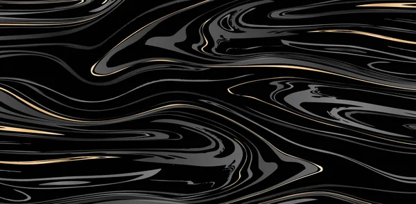 Siyah Altın Rengi Ipek Kumaş Arka Plan Mermer Mürekkep Siyah — Stok Vektör