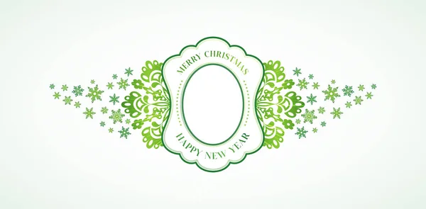 Illustration Des Rahmens Smaragdgrüne Farbe Frohe Weihnachten Und Ein Glückliches — Stockvektor
