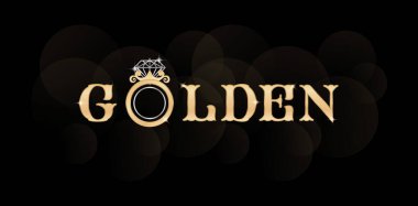 Elmas yüzüklü, altın ve gümüş renkli Altın yazı tipi tasarımı. Pankart, poster, mücevher ve mücevher dükkanı için kullanılabilir. Evlilik yıldönümü sembolü, 50. kutlama