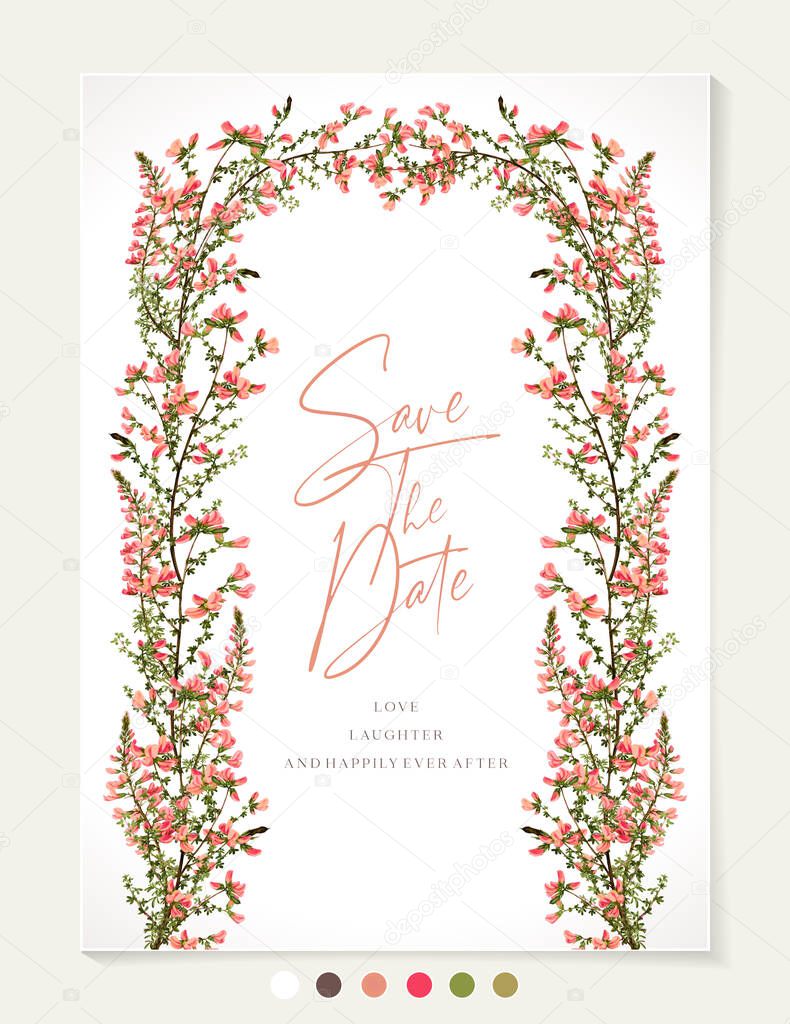 illustration of cover with flower or floral wreath ornament. wreath model a curved styles, applicable for greeting card, wedding and marriage invitation, birthday party card, label a decorative menu