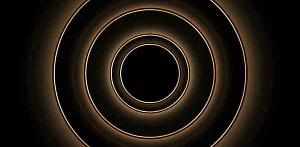 Illustration Der Darstellung Eines Radialkreises Goldene Linie Schwarzer Hintergrund Anwendbar — Stockvektor