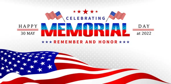 Εορτασμός Της Ευτυχούς Ημέρας Μνήμης Και Την Τιμή Αμερικανική Σημαία — Διανυσματικό Αρχείο