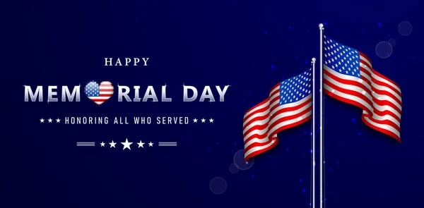 Ευτυχισμένη Ημέρα Μνημόσυνο Δύο Αμερικανικές Σημαίες Υπόβαθρα Για Banner Ιστοσελίδα — Διανυσματικό Αρχείο