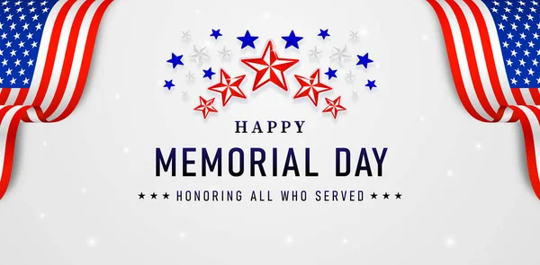 Happy Memorial Day Sparkling Stars Backgrounds Website Banner Poster Corporate — Image vectorielle