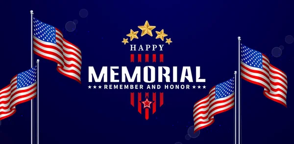 Happy Memorial Day Remember Honor Website Banner Poster Corporate Sign — Stock Vector