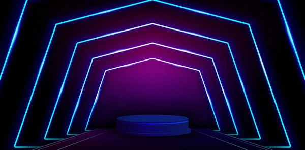 Illust Podium Backgrounds Glowing Lights Stage Signs Corporate Publicitario Social — Vector de stock