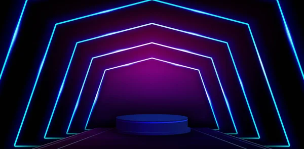 Illustration Décors Podium Avec Des Lumières Éclatantes Scène Pour Les — Image vectorielle