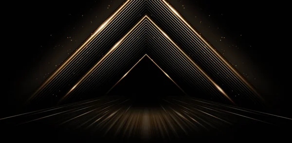 Abbildung Abstraktes Geometrisches Dreieck Goldene Linien Tunnellichter Für Commerce Schilder — Stockvektor