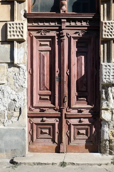 Viejas Puertas Calle Talladas Marrón — Foto de Stock