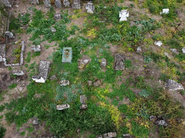 Antiguas Lápidas Cruces Lugar Enterramiento Sin Nombre Tumbas Desconocidas Vista —  Fotos de Stock