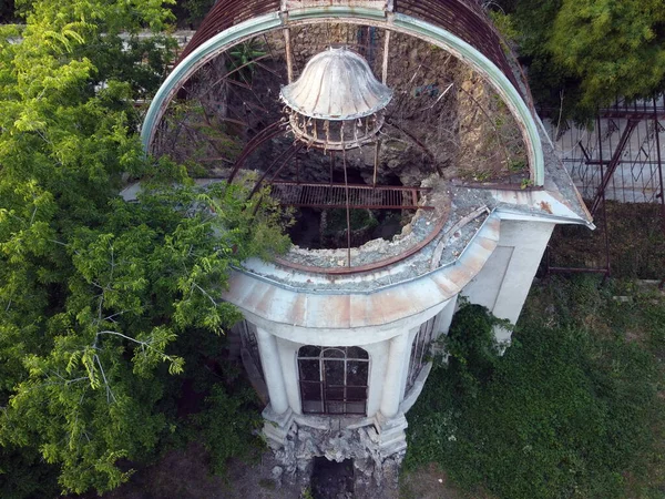 Üvegház Marazli Régi Lerombolt Épület Fényképezett Egy Drón — Stock Fotó
