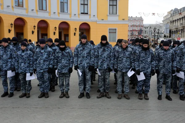 Odessa Ucrainagennaio 2022 Giorno Unità Dell Ucraina Cadetti Della Guardia — Foto Stock
