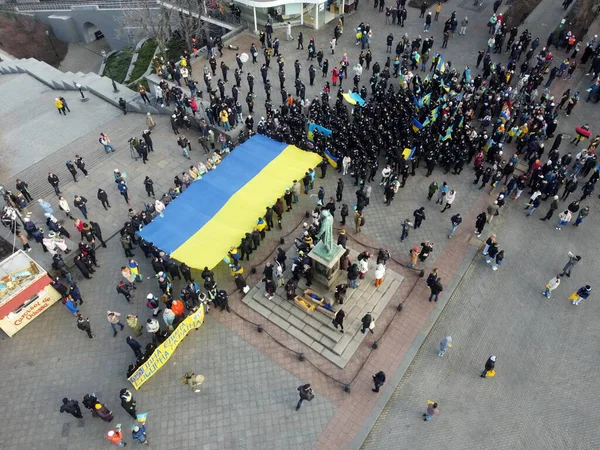 Odessa Ucraina Febbraio 2022 Giorno Dell Unità Dell Ucraina Gente — Foto Stock