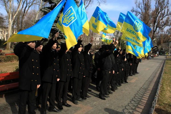 Odessa Ukraine Februar 2022 Tag Der Einheit Der Ukraine Kadetten — Stockfoto