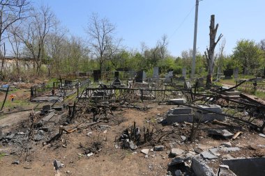Odessa, Ukraine May, 6.2022 The war of Russia against Ukraine. The Tairovskoye cemetery after the Russian rocket hit.