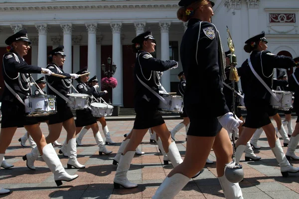 Odessa Ukraine June 2021 Police Orchestra Acts Girls Police Words — Stock Fotó