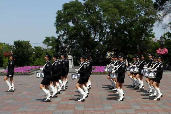 Odessa Ukraine Juni 2021 Das Polizeiorchester Agiert Mädchenpolizei Worte Zur — Stockfoto