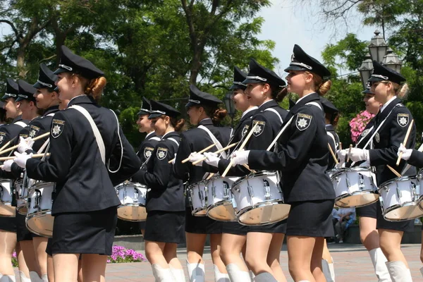 Odessa Ukraine June 2021 Police Orchestra Acts Girls Police Words — Stock Fotó