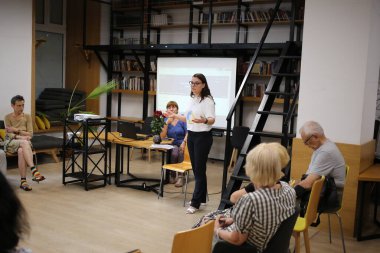Odessa, Ukraine August 16,2022 Meeting with the language ombudsman of the south of Ukraine Yaroslava Vitko-Prysyazhnyuk