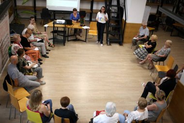 Odessa, Ukraine August 16,2022 Meeting with the language ombudsman of the south of Ukraine Yaroslava Vitko-Prysyazhnyuk