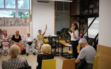 Odessa, Ukraine August 16,2022 Meeting with the language ombudsman of the south of Ukraine Yaroslava Vitko-Prysyazhnyuk