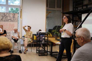 Odessa, Ukraine August 16,2022 Meeting with the language ombudsman of the south of Ukraine Yaroslava Vitko-Prysyazhnyuk