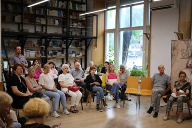 Odessa, Ukraine August 16,2022 Meeting with the language ombudsman of the south of Ukraine Yaroslava Vitko-Prysyazhnyuk