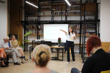 Odessa, Ukraine August 16,2022 Meeting with the language ombudsman of the south of Ukraine Yaroslava Vitko-Prysyazhnyuk