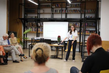 Odessa, Ukraine August 16,2022 Meeting with the language ombudsman of the south of Ukraine Yaroslava Vitko-Prysyazhnyuk