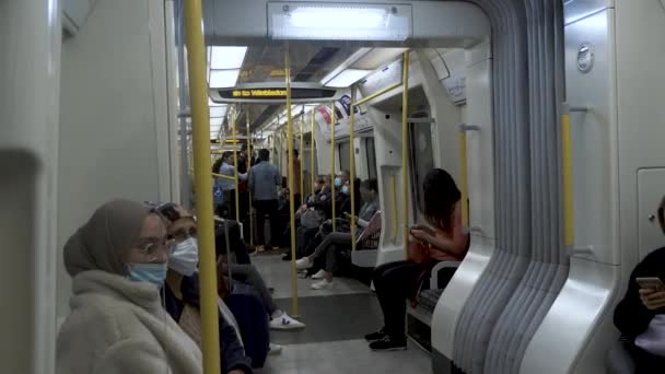 Passengers District Line Train Underground London — Stock Video