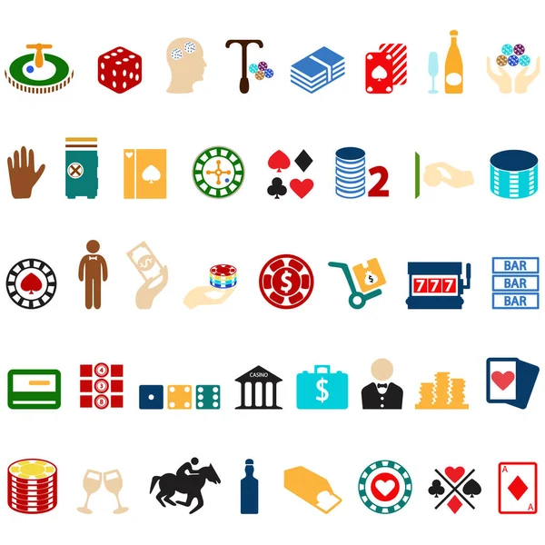 Casino Icons Color White Background — Foto de Stock