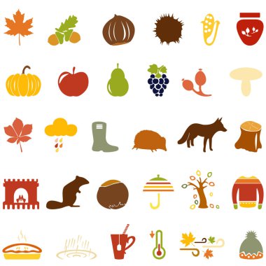 Beyaz bir yüzeyde renkli sonbahar.