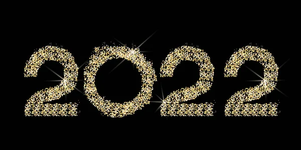 新的一年2022年标志文字设计金光闪闪 设计带有2022年字体标识的模板 2022年新年快乐符号收藏 明信片的背景资料 — 图库矢量图片