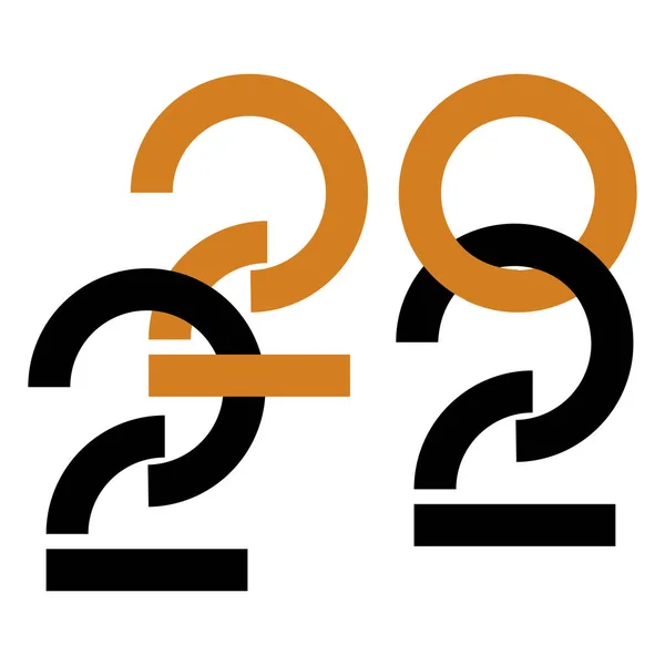 新的一年2022年标志文字设计快乐 设计带有2022年字体标识的模板 2022年新年快乐符号收藏 明信片的简约主义背景 — 图库矢量图片