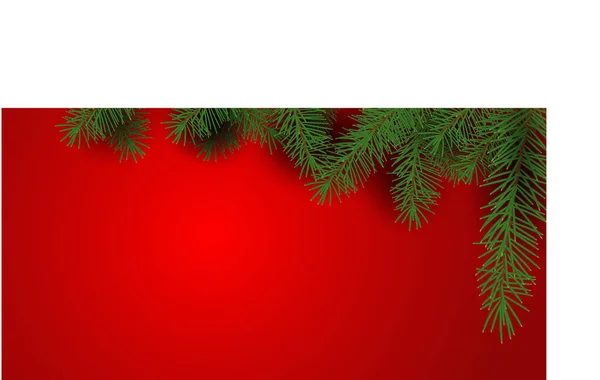 Vector Christmas New Year Horizontal Background Frame Consists Green Tree — Stock Vector