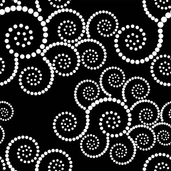 Vektör düzenlenebilir grafikler. Daire şeklinde tek renkli noktalar, spiral şeklinde. Yuvarlak geometrik logo, şablon, noktalı çerçeve, web afişi, poster, kapak, sosyal medya. Geometrik dikişsiz desen.