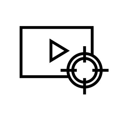 Vektör grafikleri. SEO pazarlama, analitik, reklam, iş ikonu. Lineer Simge, Simge: Çevrimiçi Reklamcılık, Sosyal Medya Pazarlama, Video Pazarlama. Doğrusal video simgesi, doğrusal görüş.