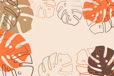 Vektör grafikleri. Metin kutulu basit düz bir sonbahar çizimi. Tebrik kartları, afişler, afişler, posterler, posterler ve kapaklar, blog yazıları ve promosyon malzemeleri için çiçekli ve yapraklı baskılar.