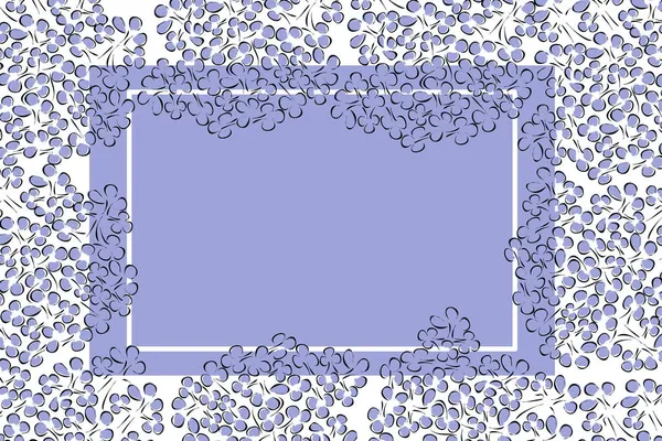 摘要简约线性风格的花背景 色彩艳丽 色彩艳丽 复制文本的空间 框架由手工绘制的紫丁香枝叶制成 广告和排版产品的设计 — 图库矢量图片