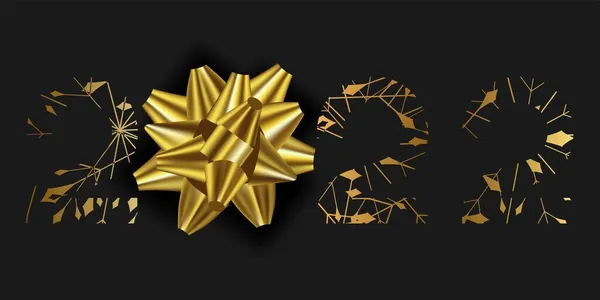 Вектор Новим 2022 Роком Дизайн Тексту Логотипу Золотий Реалістичний Лук — стоковий вектор