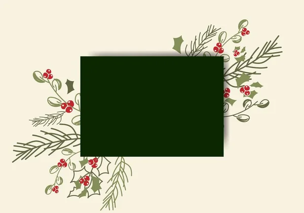 Vecteur Joyeux Noël Happy New Year Fond Floral Espace Copie — Image vectorielle