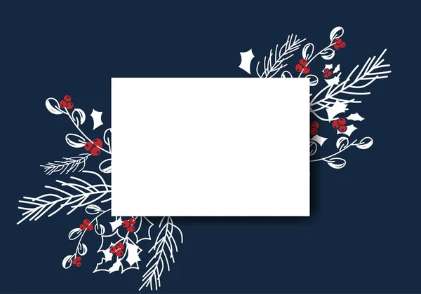 Vector Feliz Natal Feliz Ano Novo Fundo Floral Espaço Cópia — Vetor de Stock