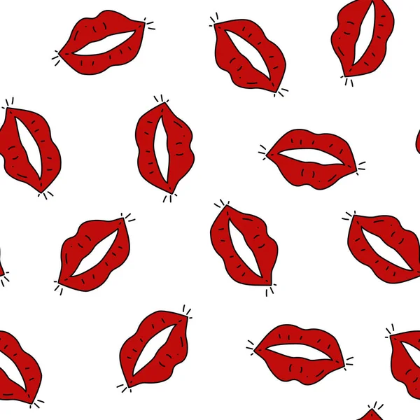 Vector Illustration Valentine Day Seamless Pattern Hand Drawn Red Sexy — Stock Vector