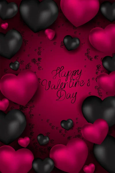 Векторная Иллюстрация Романтический Дизайн День Святого Валентина Реалистичные Фиолетовые Гелевые — стоковый вектор