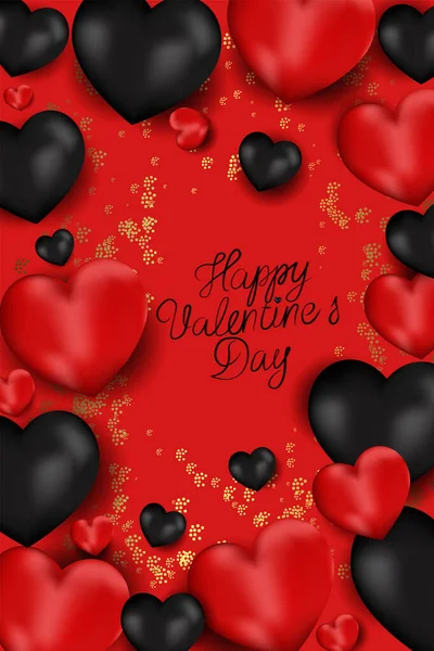 Vector Illustration Romantic Design Valentine Day Realistic Red Gel Balloons —  Vetores de Stock