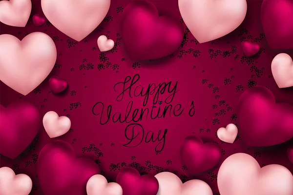 Векторная Иллюстрация Романтический Дизайн День Святого Валентина Воздушные Шары Розового — стоковый вектор