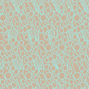 Vector. Seamless pattern, hand-drawn simple geometric shapes. Abstract bouquet, meadow with wildflowers. Doodle illustration in boho style. Festive design for print and textile, wallpaper, wrapping.